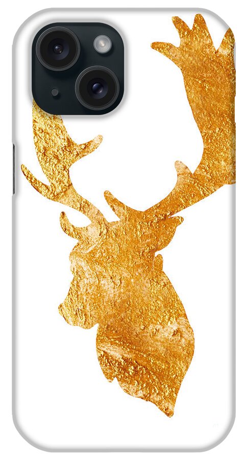 Deer iPhone Case featuring the painting Deer head silhouette drawing by Joanna Szmerdt