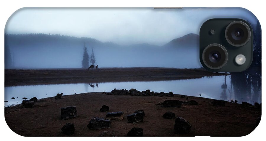Lake iPhone Case featuring the photograph Deer in the Mist by Cat Connor