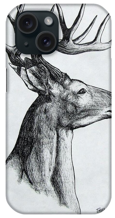 Michael iPhone Case featuring the drawing Deer by Michael TMAD Finney