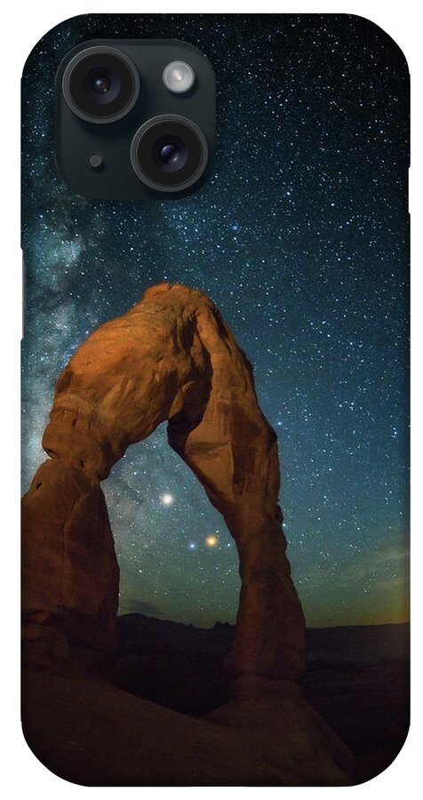 Delicate Arch iPhone Case featuring the photograph Delicate Arch Moonset by Darren White