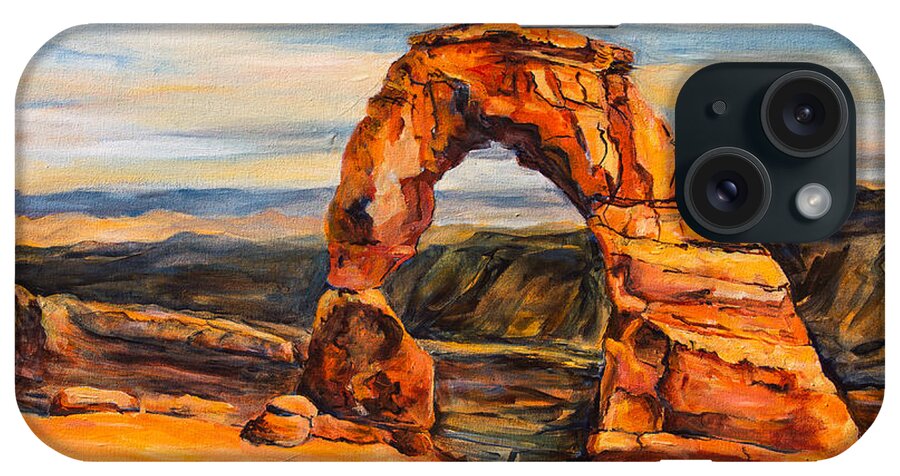 Arch iPhone Case featuring the painting Delicate Arch by Sally Quillin