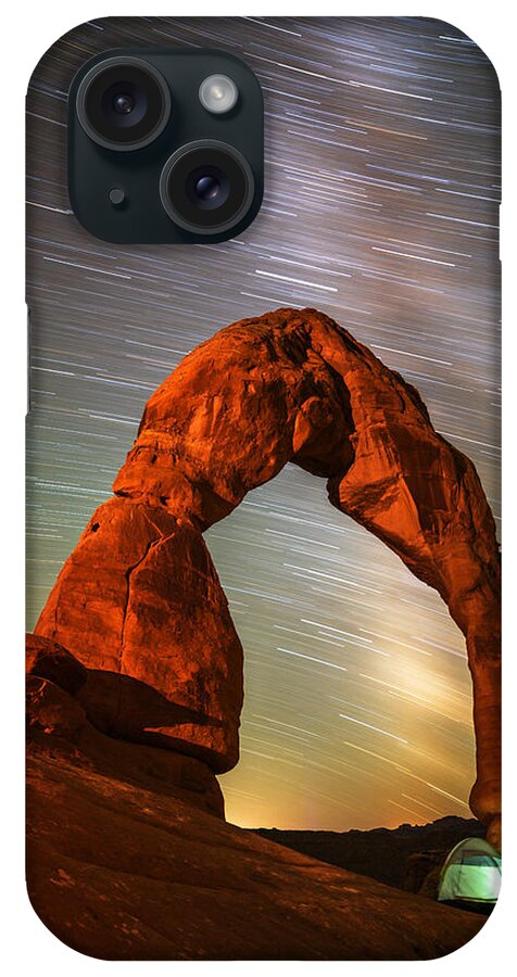 Delicate Arch iPhone Case featuring the photograph Delicate Arch Star Trails by Darren White