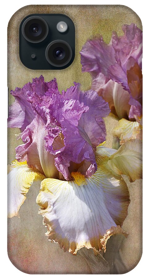 Flower iPhone Case featuring the photograph Delicate Gold And Lavender Iris by Phyllis Denton