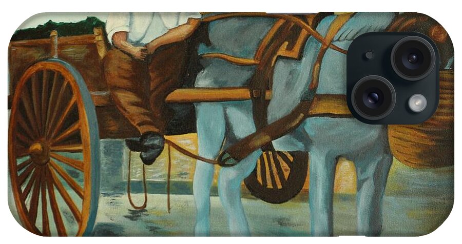 Donkey iPhone Case featuring the painting Delivery Wagon by David Bigelow