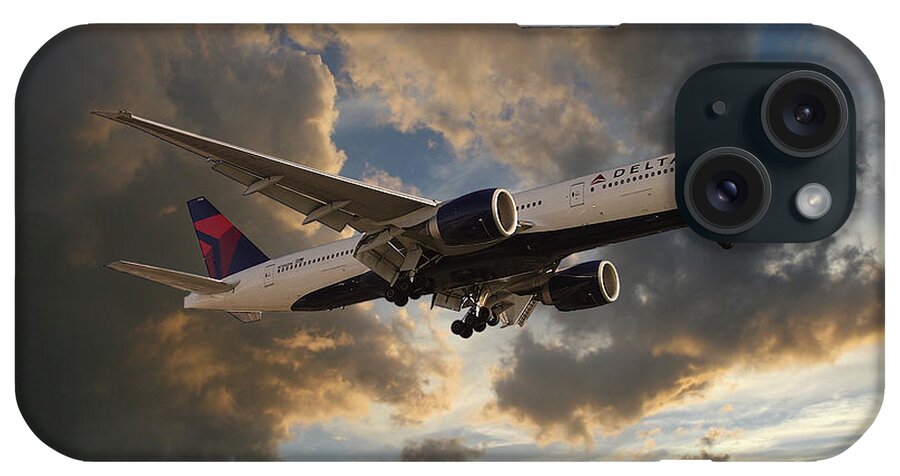 Delta Airlines iPhone Case featuring the digital art Delta Air Lines Boeing 777-200LR by Airpower Art