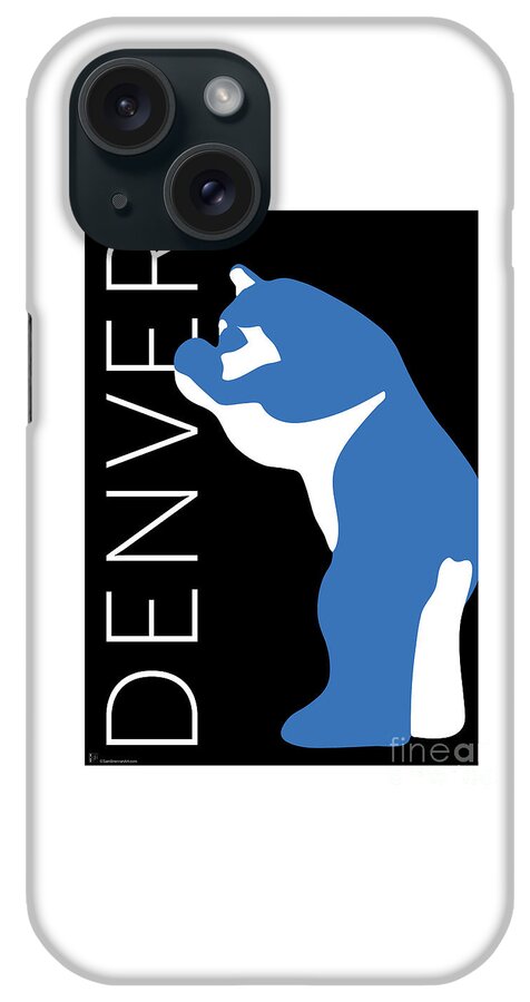 Denver iPhone Case featuring the digital art DENVER Blue Bear/Black by Sam Brennan