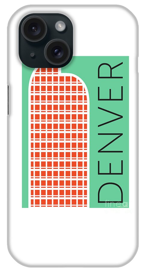 Denver iPhone Case featuring the digital art DENVER Cash Register Bldg/Aqua by Sam Brennan