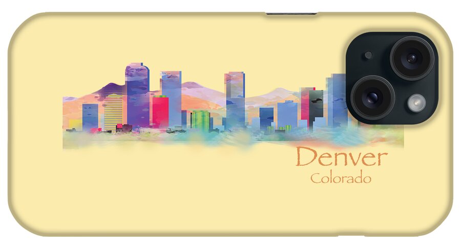 T-shirts iPhone Case featuring the digital art Denver Colorado Skyline TShirts and Accessories by Loretta Luglio