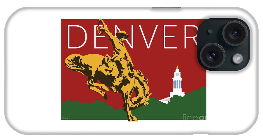 Denver iPhone Case featuring the digital art DENVER Cowboy/Maroon by Sam Brennan