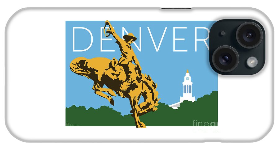 Denver iPhone Case featuring the digital art DENVER Cowboy/Sky Blue by Sam Brennan