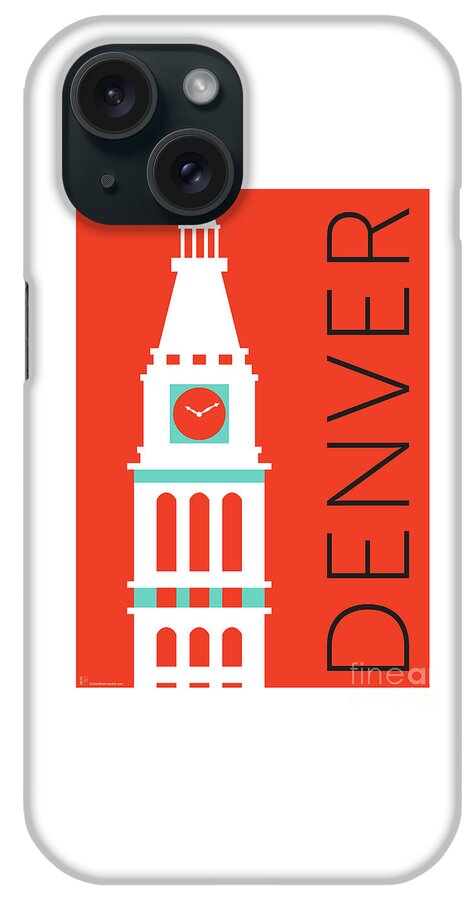 Denver iPhone Case featuring the digital art DENVER D and F Tower/Orange by Sam Brennan