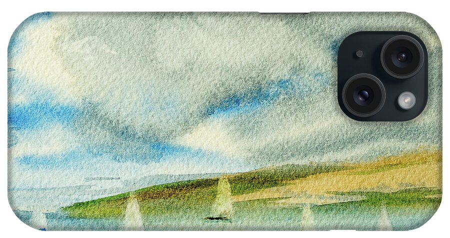 Afternoon iPhone Case featuring the painting Dark Clouds Threaten Derwent River Sailing Fleet by Dorothy Darden