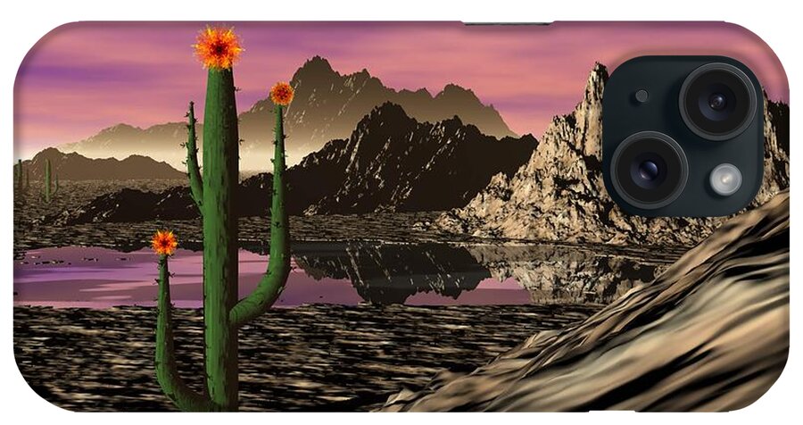 Digital Painting iPhone Case featuring the digital art Desert Cartoon by David Lane