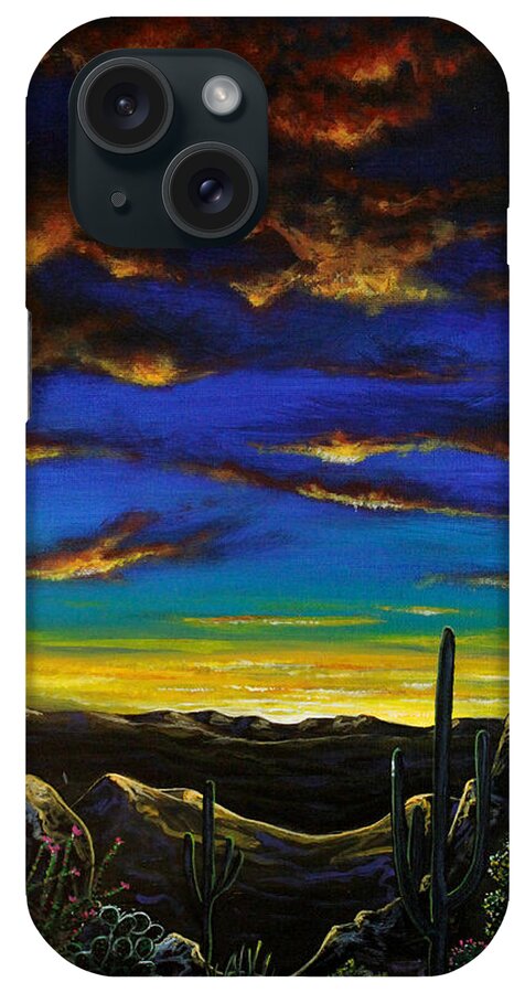 Desert View iPhone Case featuring the painting Desert View by Lance Headlee