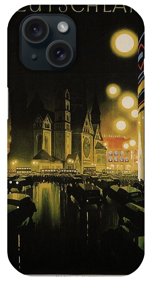Deutschland iPhone Case featuring the painting Deutschland Vintage Travel Poster - Black and Yellow by Studio Grafiikka