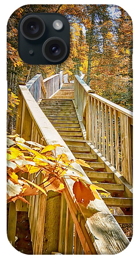 Judge Magney State Park iPhone Case featuring the photograph Devil's Kettle Stairway by Linda Tiepelman