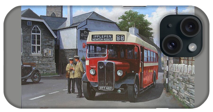 Bus iPhone Case featuring the painting Devon General AEC Regal. by Mike Jeffries