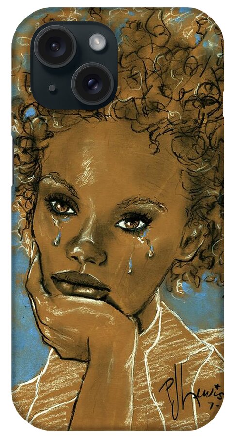 Black Woman iPhone Case featuring the drawing Diamond's daughter by PJ Lewis
