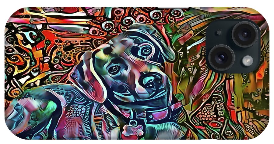 Lacy Dog iPhone Case featuring the mixed media Did Somebody Say Treat? Blue Lacy Dog by Peggy Collins