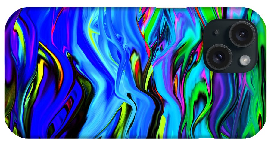 Original Modern Art Abstract Contemporary Vivid Colors iPhone Case featuring the digital art Digital Drip by Phillip Mossbarger