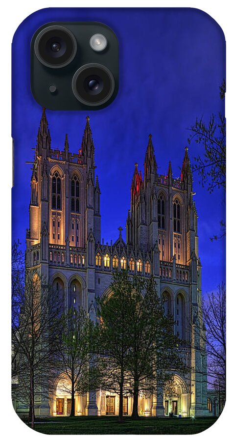Metro iPhone Case featuring the digital art Digital Liquid - Washington National Cathedral After Sunset by Metro DC Photography