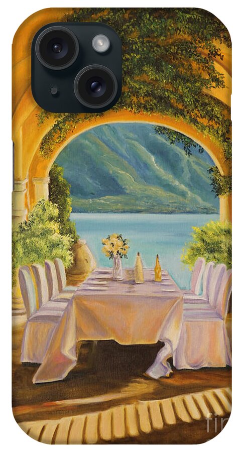 Lake Como Artwork iPhone Case featuring the painting Dining on Lake Como by Charlotte Blanchard