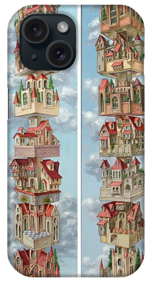 Castle iPhone Case featuring the painting Diptych Air Castles by Victor Molev