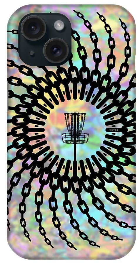 Disc Golf iPhone Case featuring the digital art Disc Golf Basket Chains by Phil Perkins