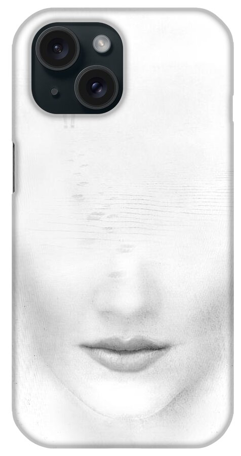 High Key iPhone Case featuring the painting Distant Footsteps by Jacky Gerritsen