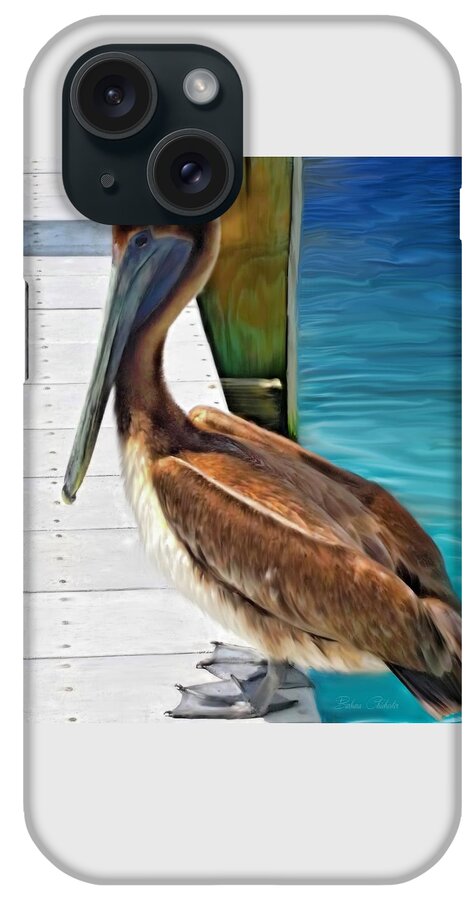 Pelican iPhone Case featuring the painting Dockside Pelican by Barbara Chichester