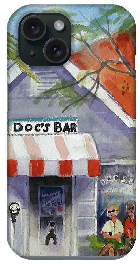 Tybee Island Art iPhone Case featuring the painting Docs Bar Tybee Island by Gertrude Palmer