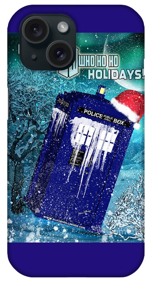 Doctor Who iPhone Case featuring the digital art Doctor Who Tardis Holiday Card by Alicia Hollinger