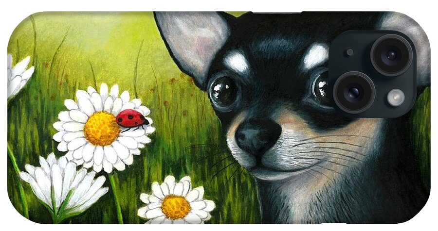 Dog iPhone Case featuring the painting Dog 79 Chihuahua by Lucie Dumas