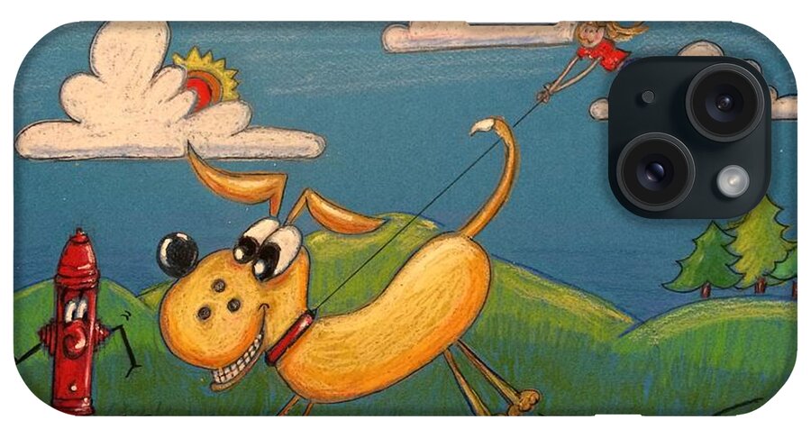 Dog iPhone Case featuring the painting Dog And Hydrant by Nancy Anton