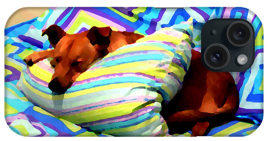 Dog Nap - Oil Effect iPhone Case featuring the photograph Dog Nap - Oil Effect by Kathy K McClellan