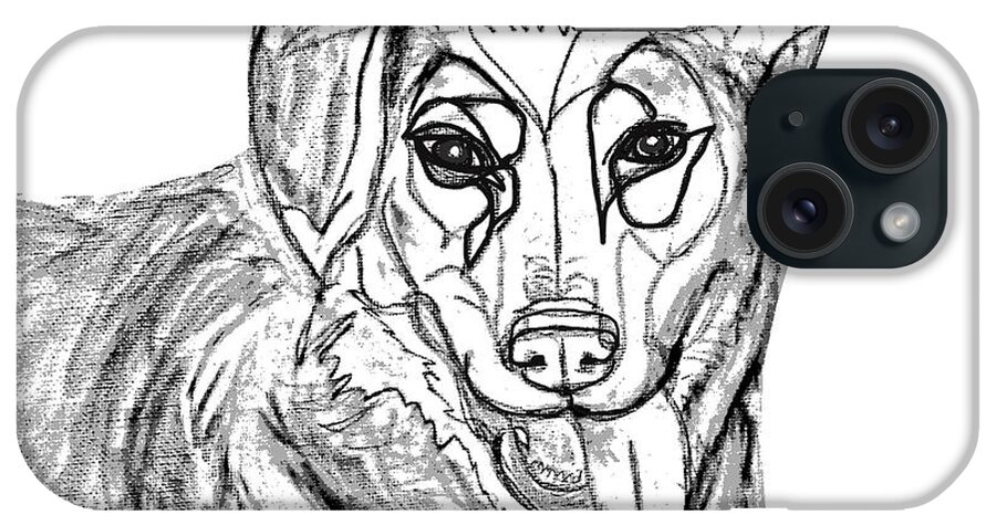 Dog iPhone Case featuring the digital art Dog Sketch in Charcoal 1 by Ania Milo