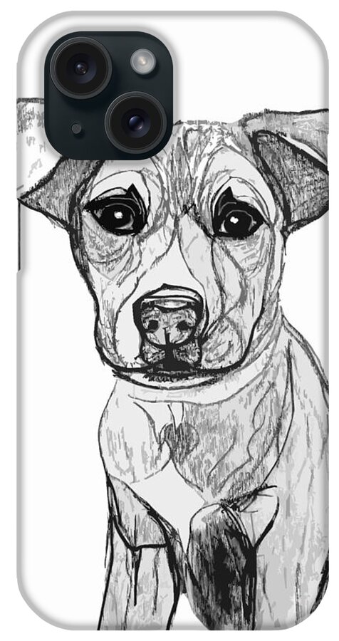 Dog iPhone Case featuring the digital art Dog Sketch in Charcoal 7 by Ania M Milo