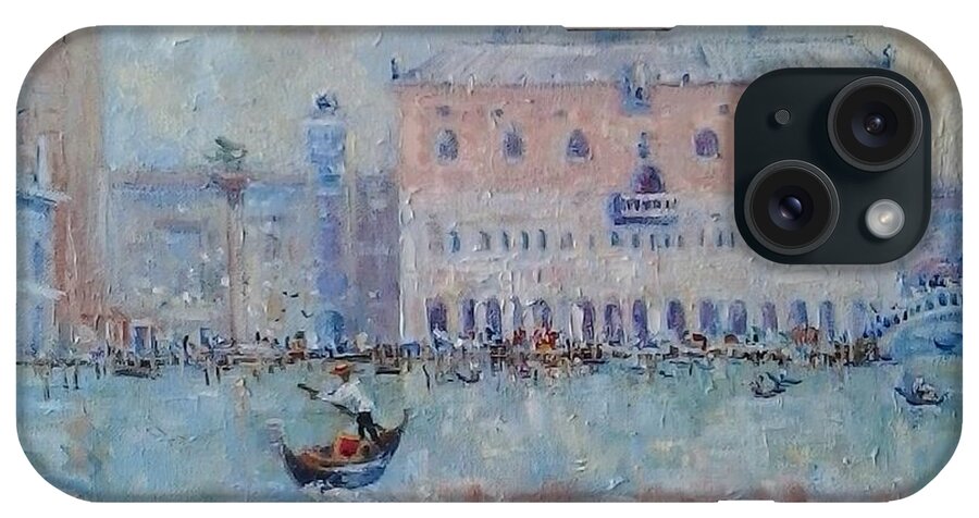 Pink And Pale Grey Palace Facade iPhone Case featuring the painting Doges Palace Venice by Elinor Fletcher