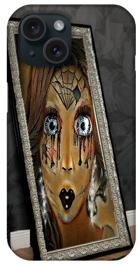 Digital Art iPhone Case featuring the digital art Doll Face at the Museum by Artful Oasis