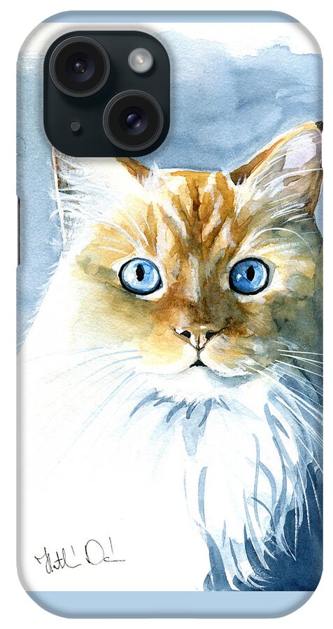 Cat iPhone Case featuring the painting Doll Face Flame Point Himalayan Cat Painting by Dora Hathazi Mendes