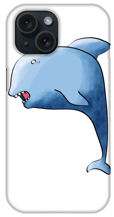 Dolphin iPhone Case featuring the digital art Dolphin Blue by Piotr Dulski