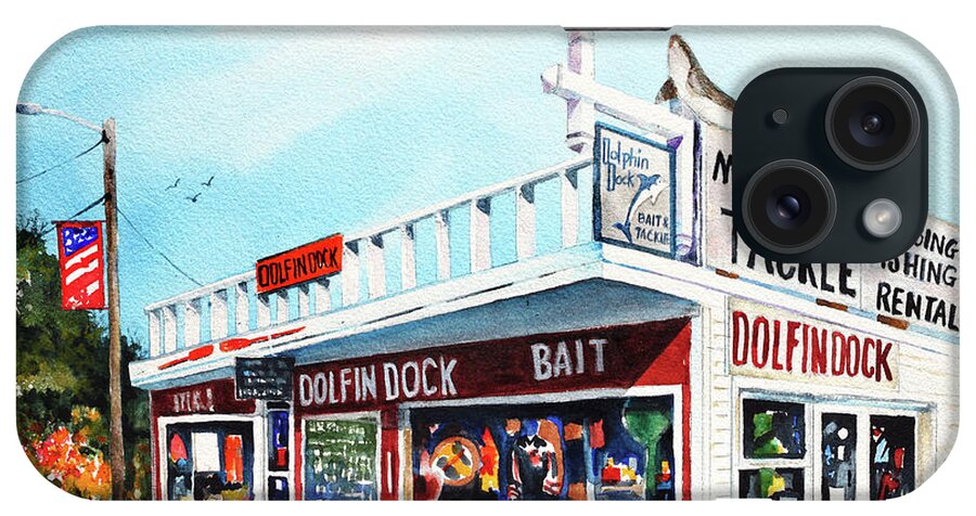 Jersey Shore iPhone Case featuring the painting Dolphin Dock I by Phyllis London