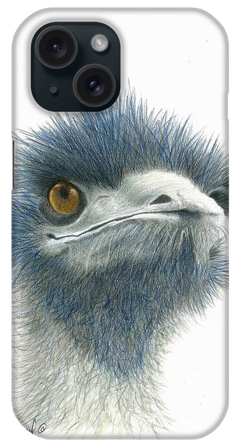 Emu iPhone Case featuring the drawing Dont Mess with EMU by Phyllis Howard