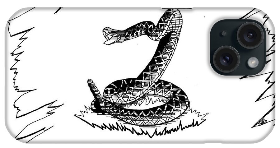 Rattle Snake iPhone Case featuring the drawing Don't Tread On Me by Scarlett Royale