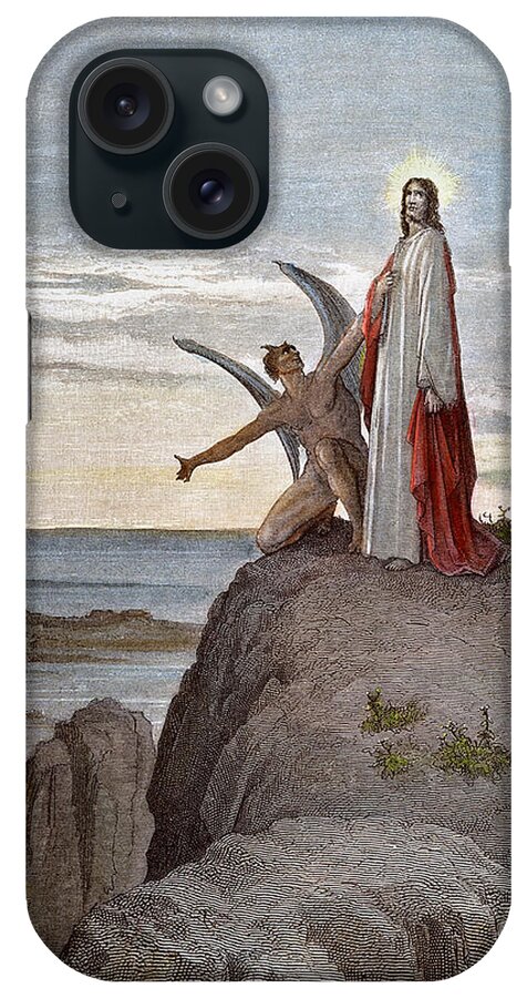19th Century iPhone Case featuring the drawing Temptation Of Jesus by Gustave Dore