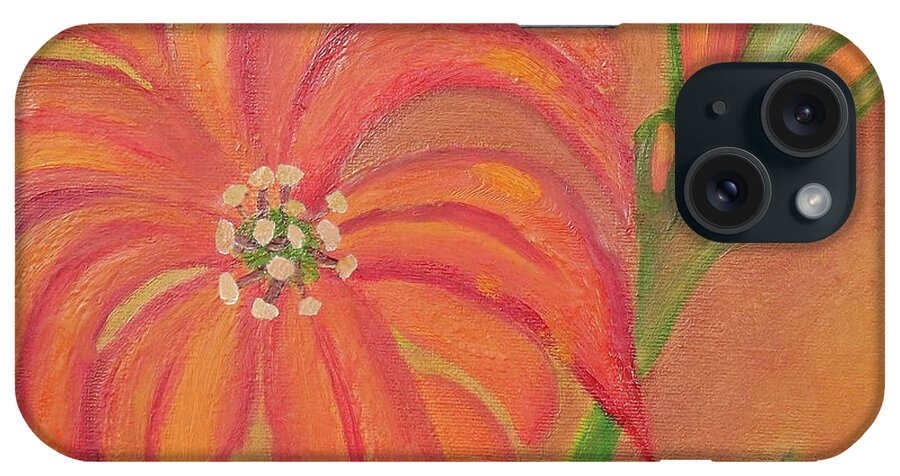 Flower Painting iPhone Case featuring the painting Double Headed Orange Day Lily by Margaret Harmon