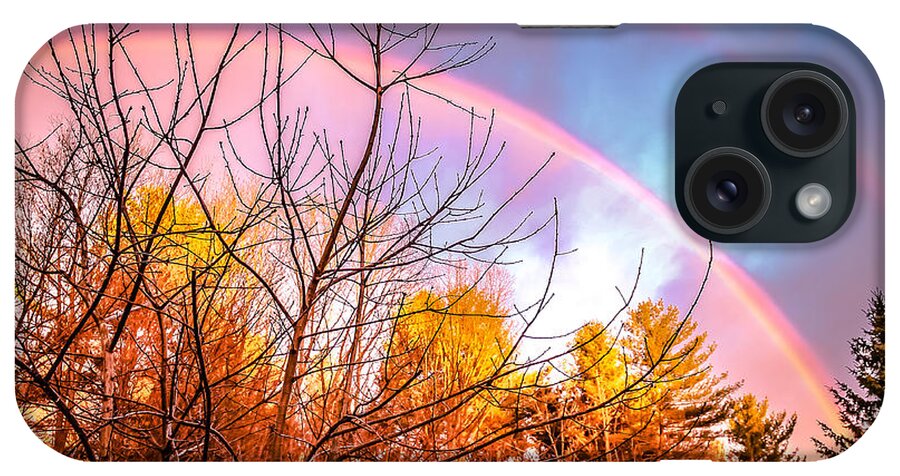 Sunsets iPhone Case featuring the photograph Double rainbow-HDR by Claudia M Photography