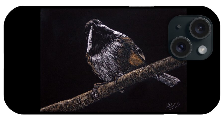 Chestnut Backed Chickadee iPhone Case featuring the painting Down Under by Margaret Sarah Pardy