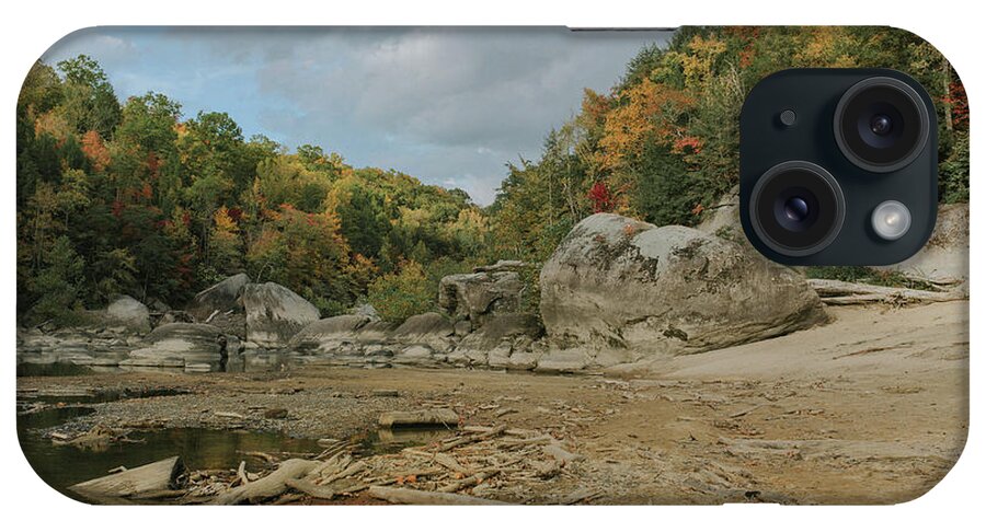 Cumberland Falls iPhone Case featuring the photograph Downstream from Cumberland Falls by Amber Flowers