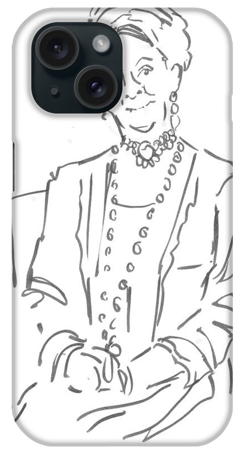 Downton Abbey iPhone Case featuring the drawing Downton Abbey - The Dowager Countess by Mike Jory